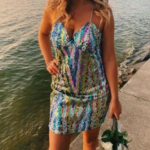 Endless Rose Sequin Stripe Minidress